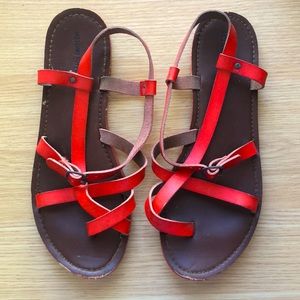 Red leather Sandals